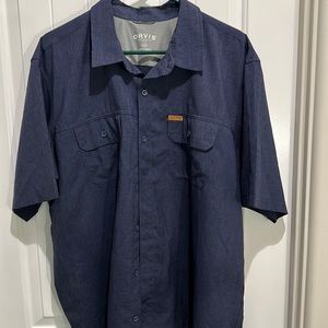 Orvis classic collection men’s XXL button up navy short sleeve shirt. Fishing